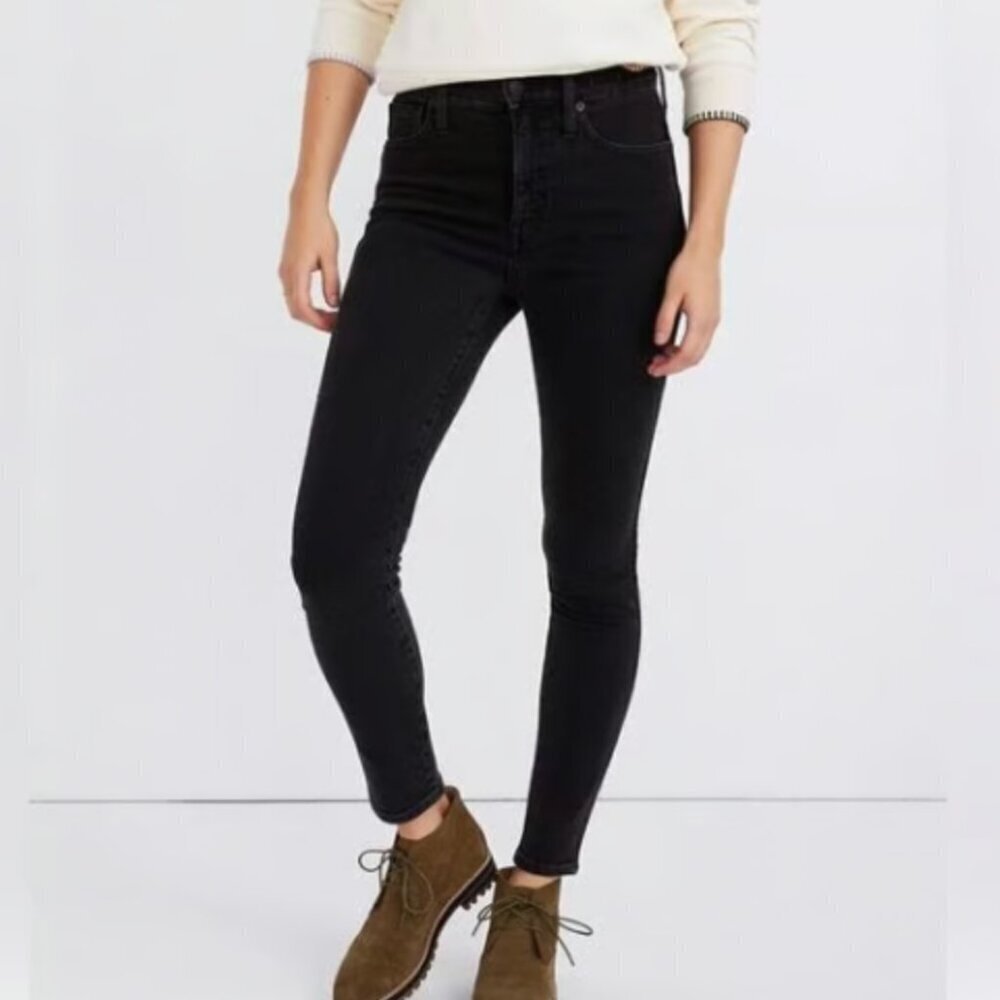 Madewell 10 inch high rise skinny jeans black denim Sz 29 petite